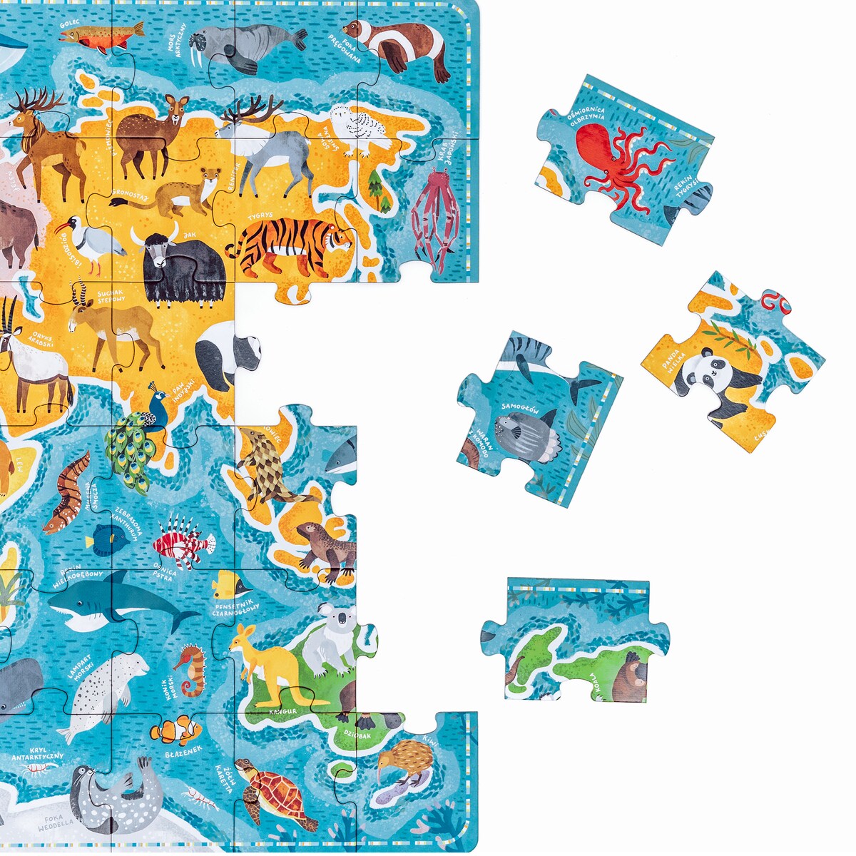 Puzzlove CzuCzu Zwierzęta Mapa świata 60 el.