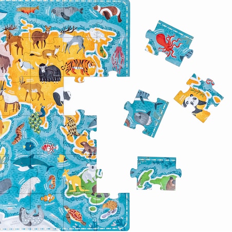 Puzzlove CzuCzu Zwierzęta Mapa świata 60 el.