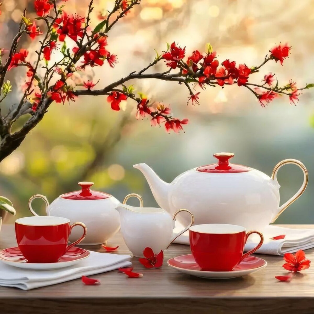 VILLA ITALIA Serwis kawowy na 6 osób porcelanowy Zestaw prezentowy Lady In Red