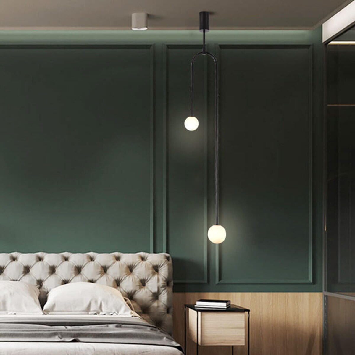 Wisząca lampa loftowa Loop ST-8928S black Step szklane kule nad stół czarna