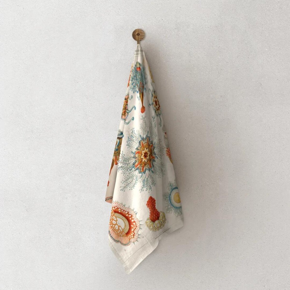 Lniany ręcznik kuchenny - Rafa koralowa