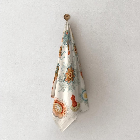 Lniany ręcznik kuchenny - Rafa koralowa