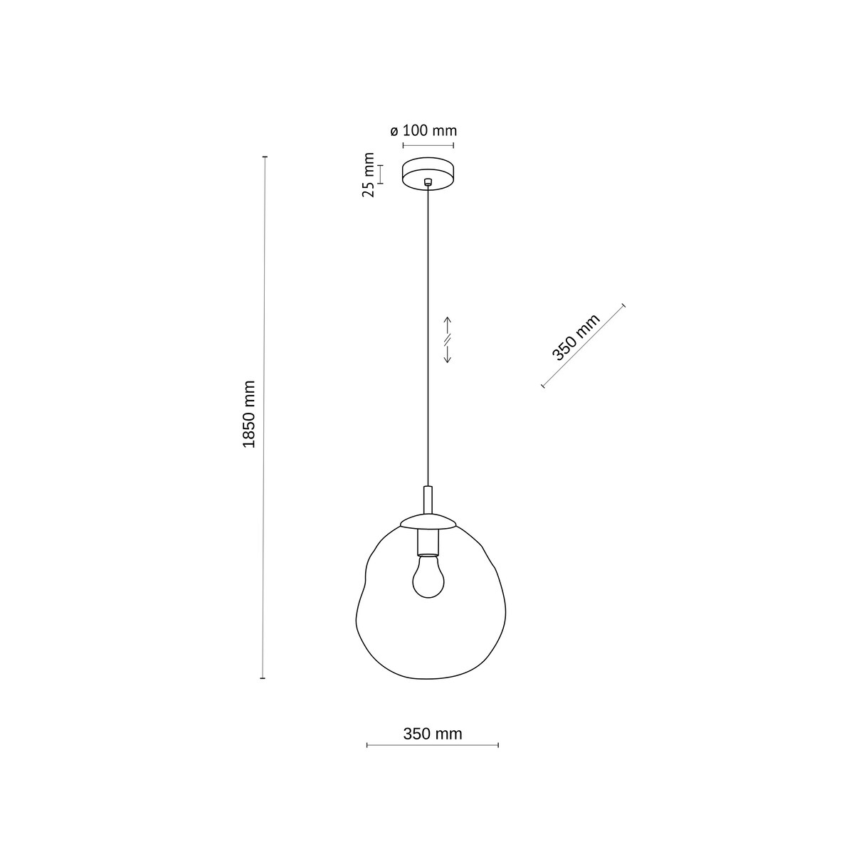 Lampa wisząca TK Lighting LAVA L Brown 11324 E27 regulowana bursztynowy szklany klosz nowoczesna do salonu i jadalni