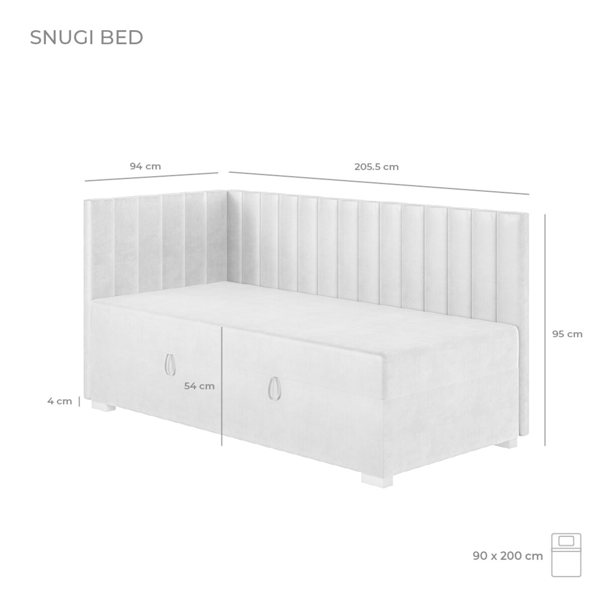 Mesonica Łóżko Snugi, linie błękitne, 90x200, Lewostronne