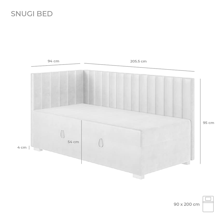 Mesonica Łóżko Snugi, linie błękitne, 90x200, Lewostronne