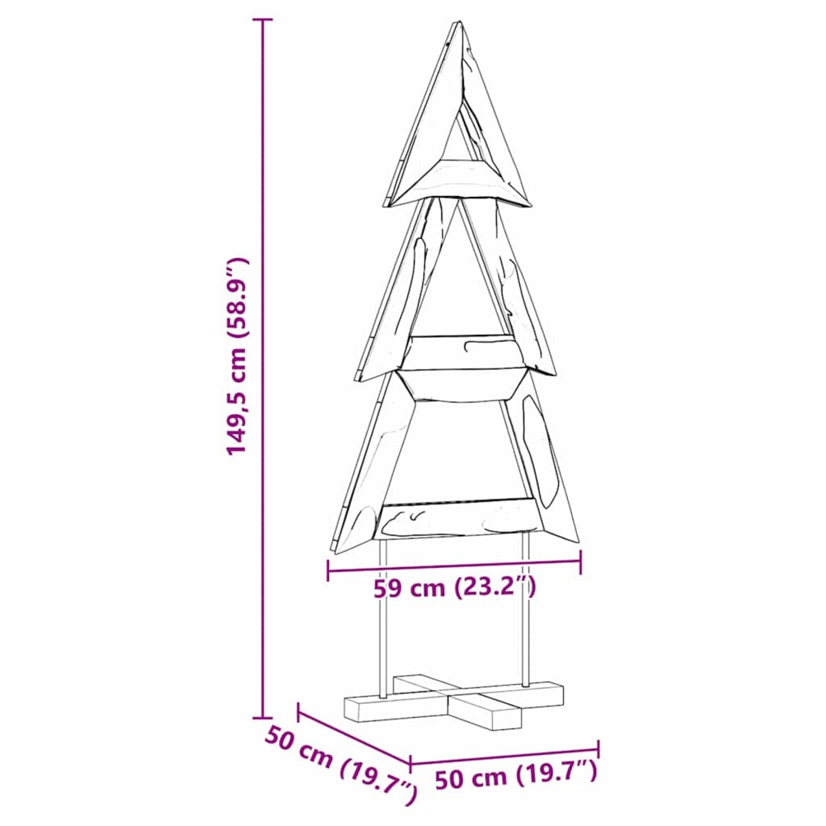 vidaXL Choinka z podstawą Brązowy 150 cm Lite drewno tekowe