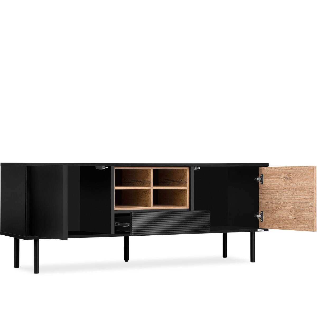 KONSIMO LOFTY Szeroka szafka RTV w stylu loft z półkami