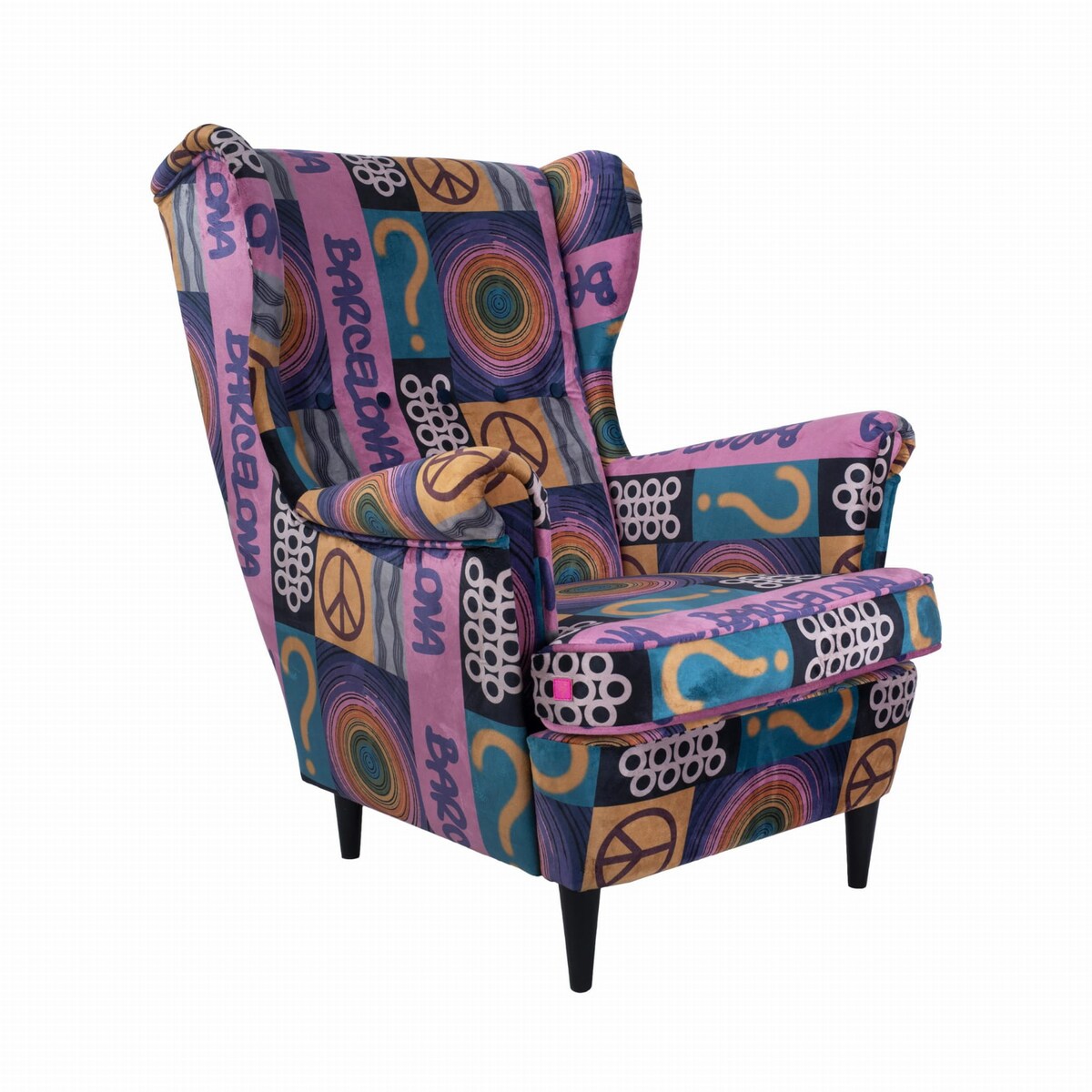 Fotel uszak Barcelona velvet – elegancki fotel wypoczynkowy do salonu i sypialni z autorskim wzorem