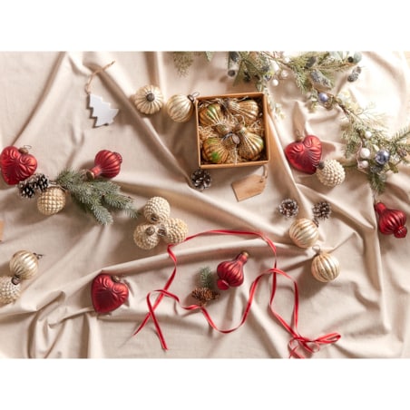 Zestaw 4 bombek serc szklanych czerwony FERIABLE