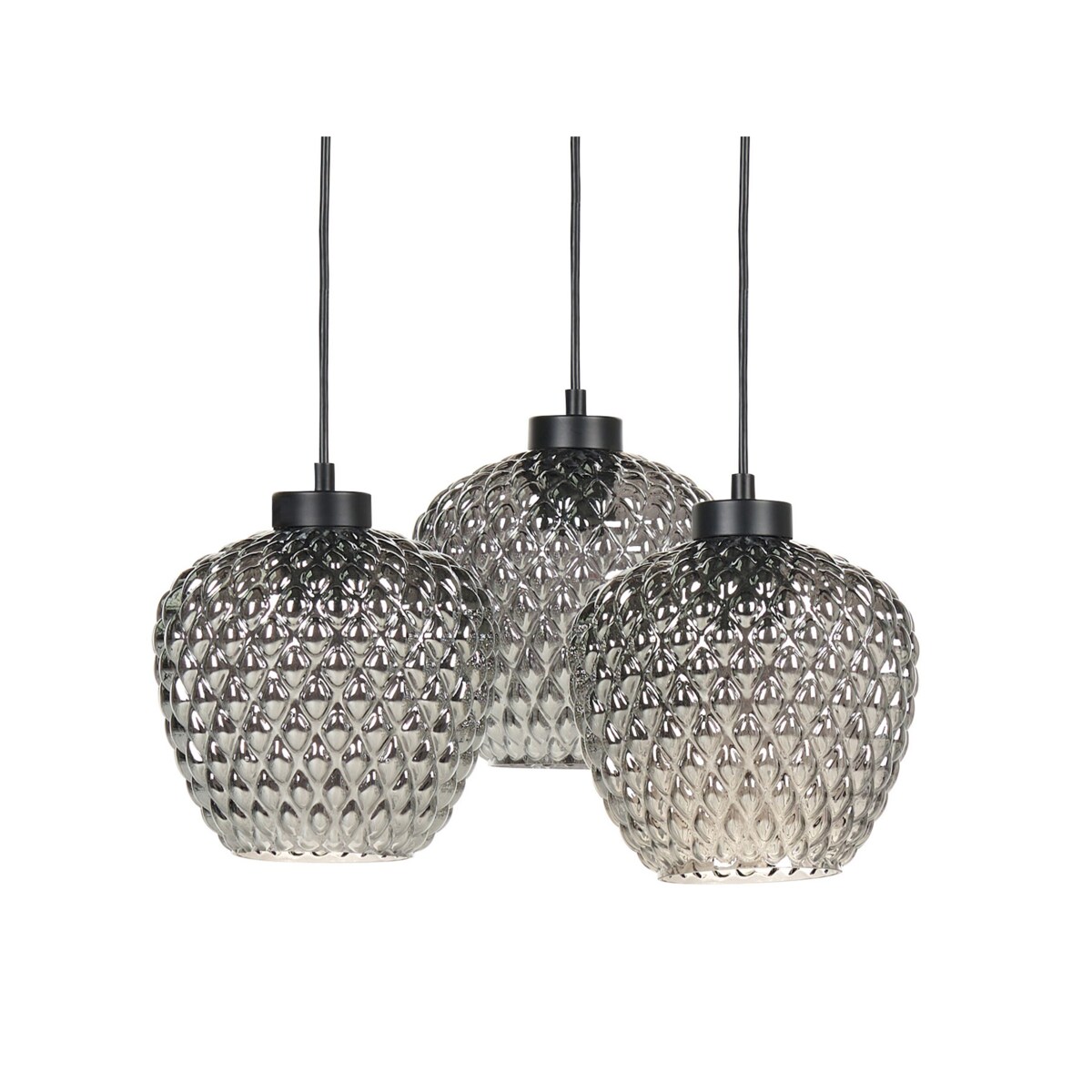 Lampa wisząca szklana 3-punktowa szara SHERRY