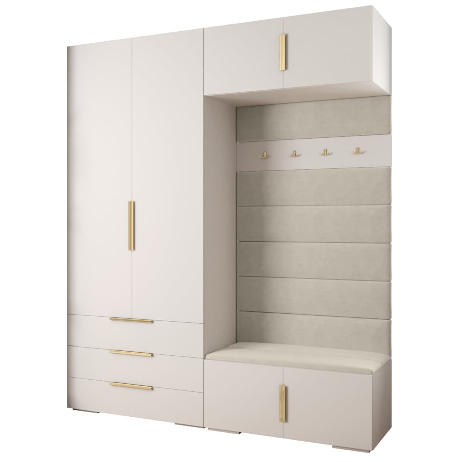 Garderoba do przedpokoju INOVA 1 Z12 biały+złoty+manila02