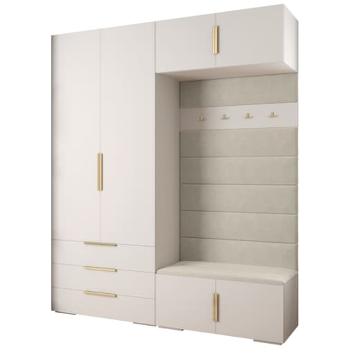 Garderoba do przedpokoju INOVA 1 Z12 biały+złoty+manila02