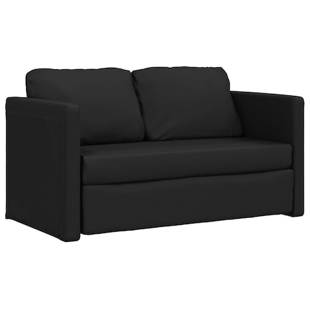vidaXL Sofa podłogowa 2-w-1, czarna, 112x174x55 cm, sztuczna skóra