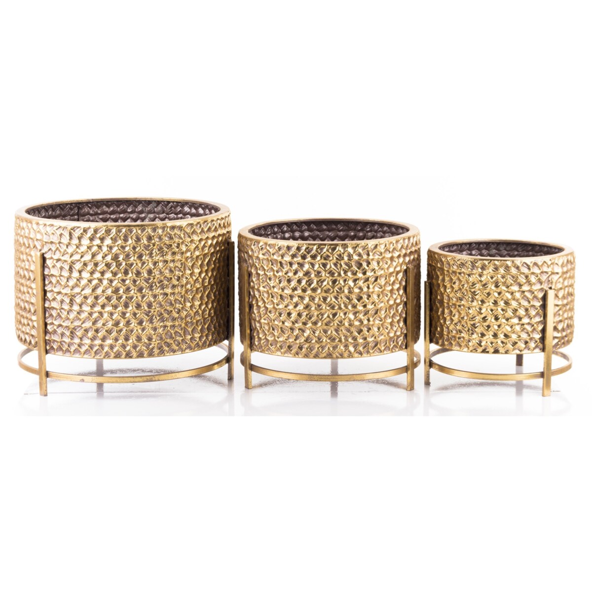 Osłonka metalowa, tłoczona 3 szt. 39/25/23x35/30/24 cm Urrea złota