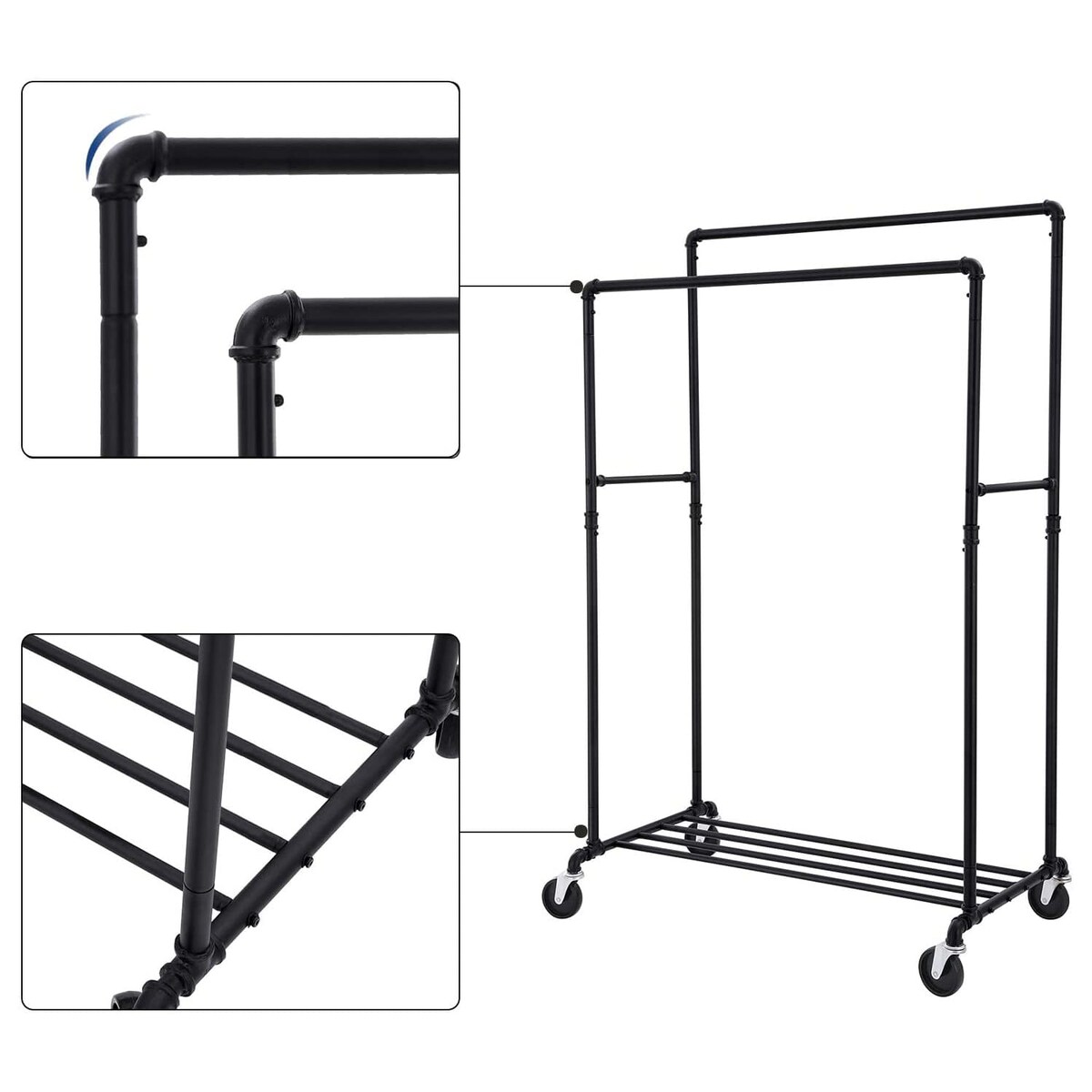 Wieszak Na Ubrania Na Kółkach Czarny