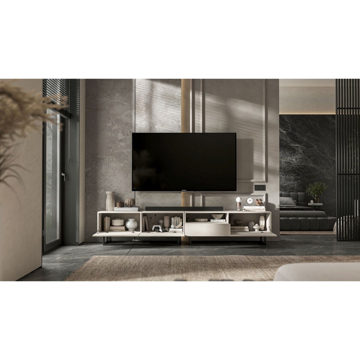 Szafka RTV Loft Industrialna Komoda RTV Szuflada Kaszmir Mat 120 cm