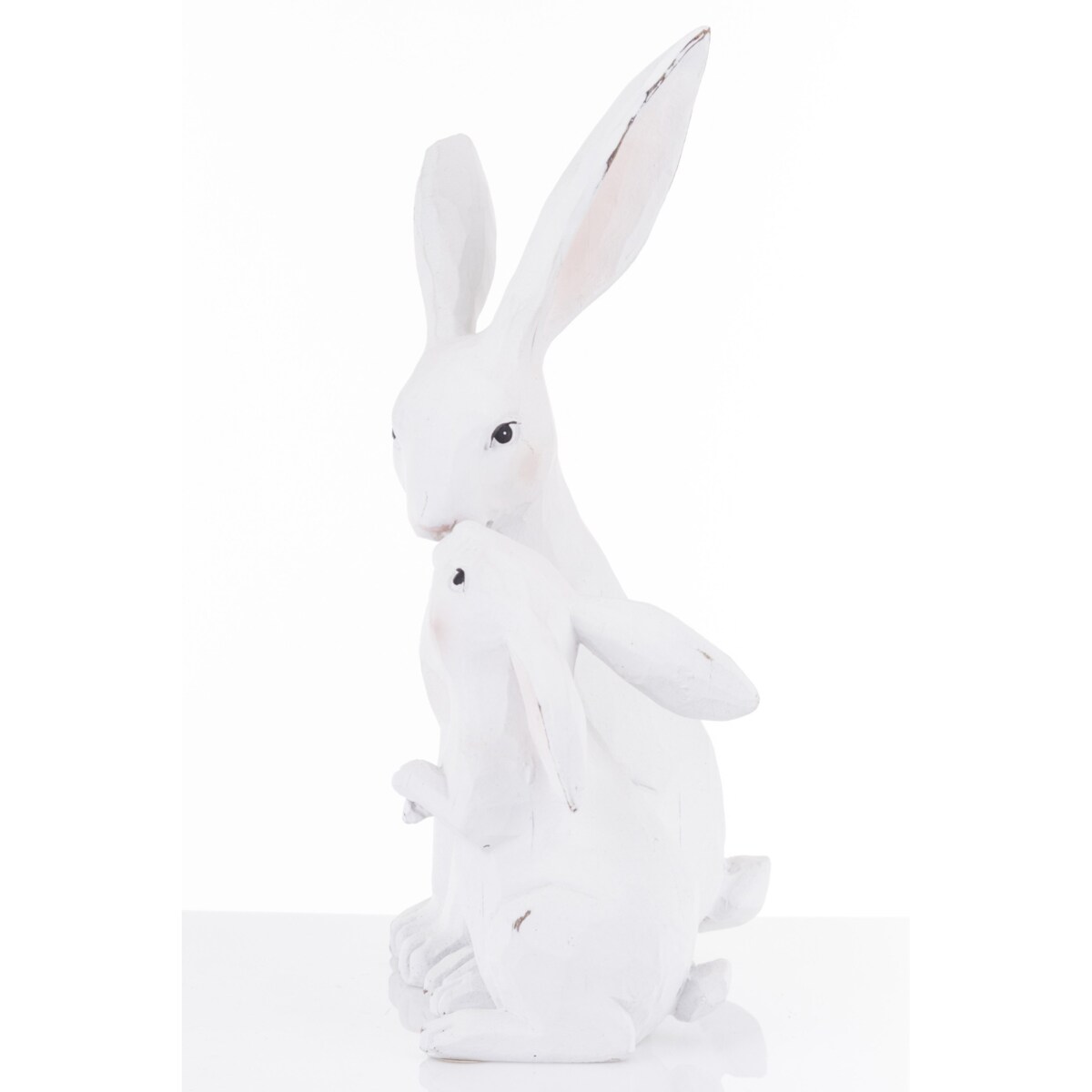 Dekoracja - figurka 2 białe przytulone 27x18x11 cm ZAJĄCZKI-2