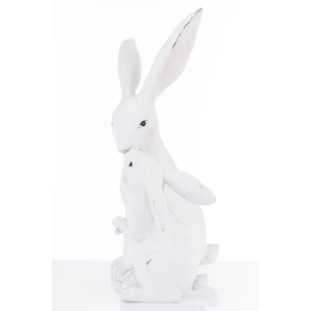 Dekoracja - figurka 2 białe przytulone 27x18x11 cm ZAJĄCZKI-2