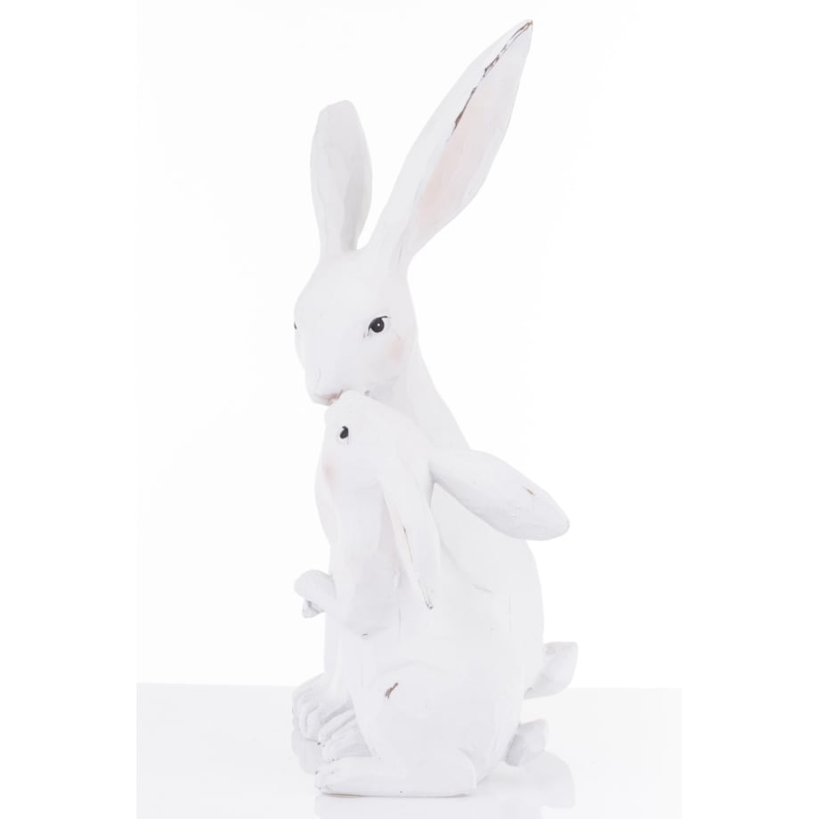 Dekoracja - figurka 2 białe przytulone 27x18x11 cm ZAJĄCZKI-2