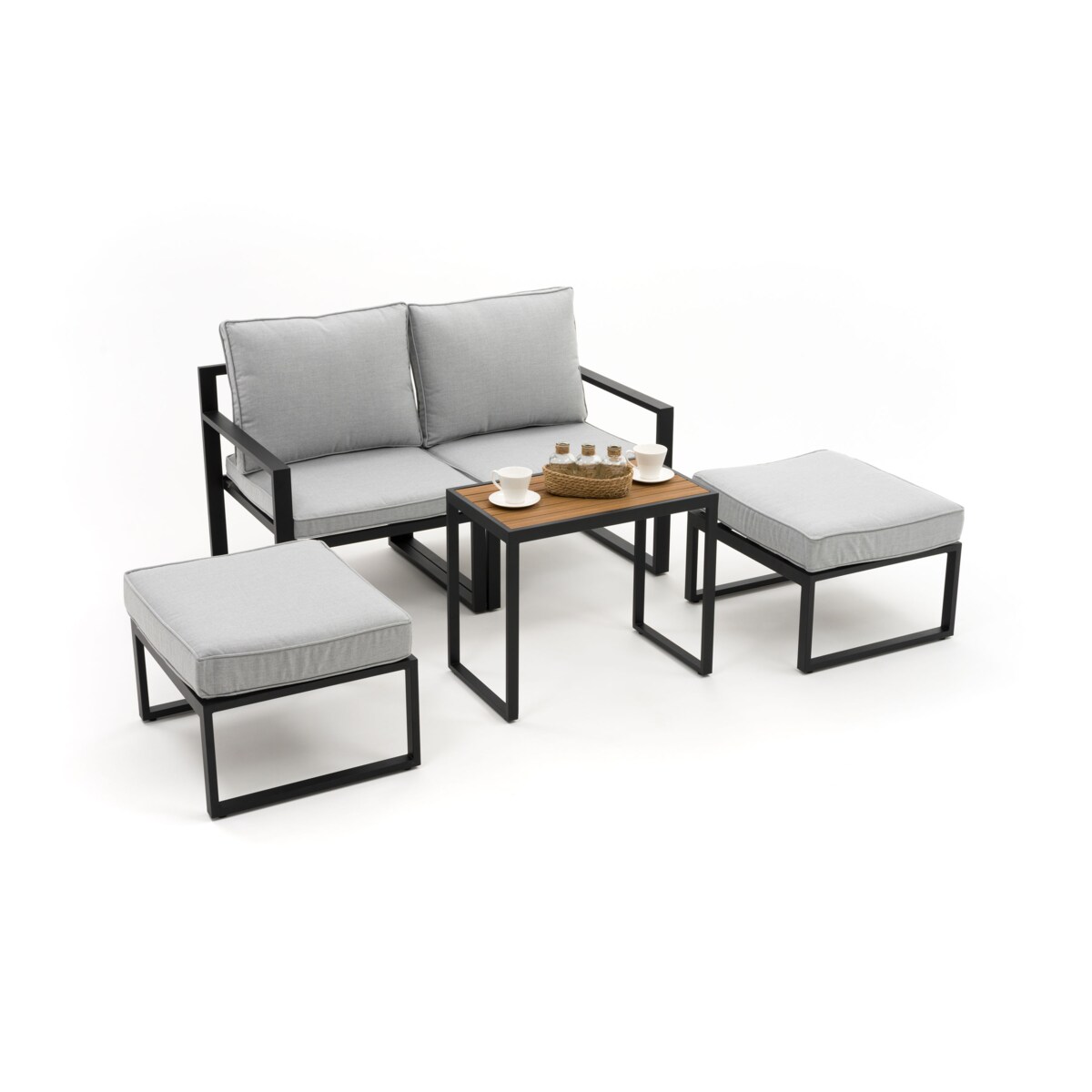 Zestaw mebli ogrodowych aluminiowe nowoczesne ATOL 2 grafitowo szare