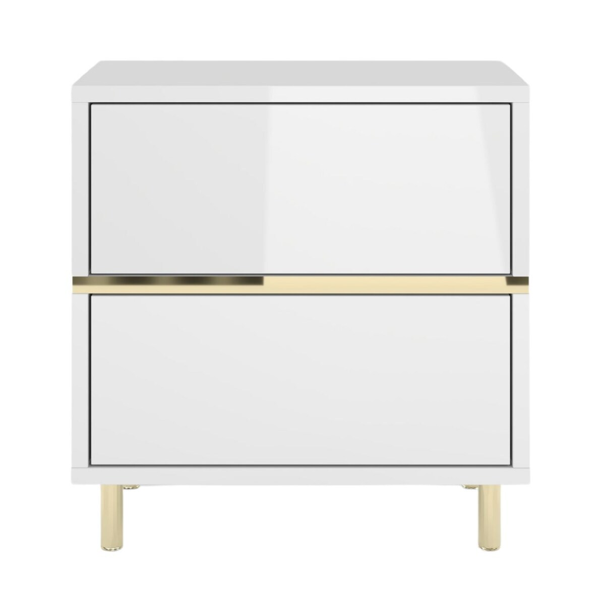 Elegancka biała szafka nocna Dancan MARIKA ze złotymi dodatkami