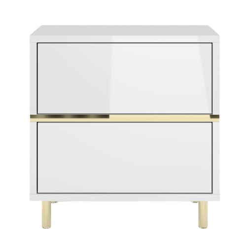Elegancka biała szafka nocna Dancan MARIKA ze złotymi dodatkami