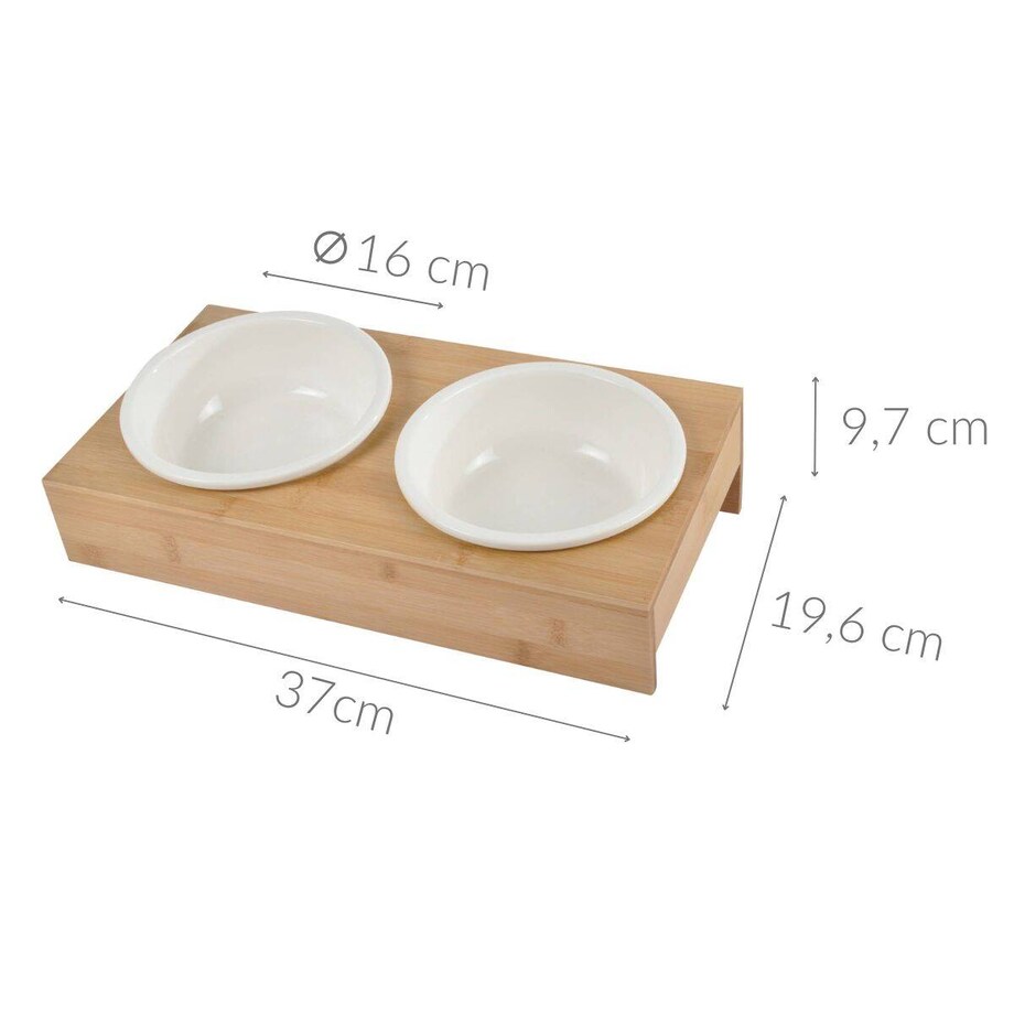 Ceramiczne miski dla psa, Ø 16 cm, na bambusowym stojaku