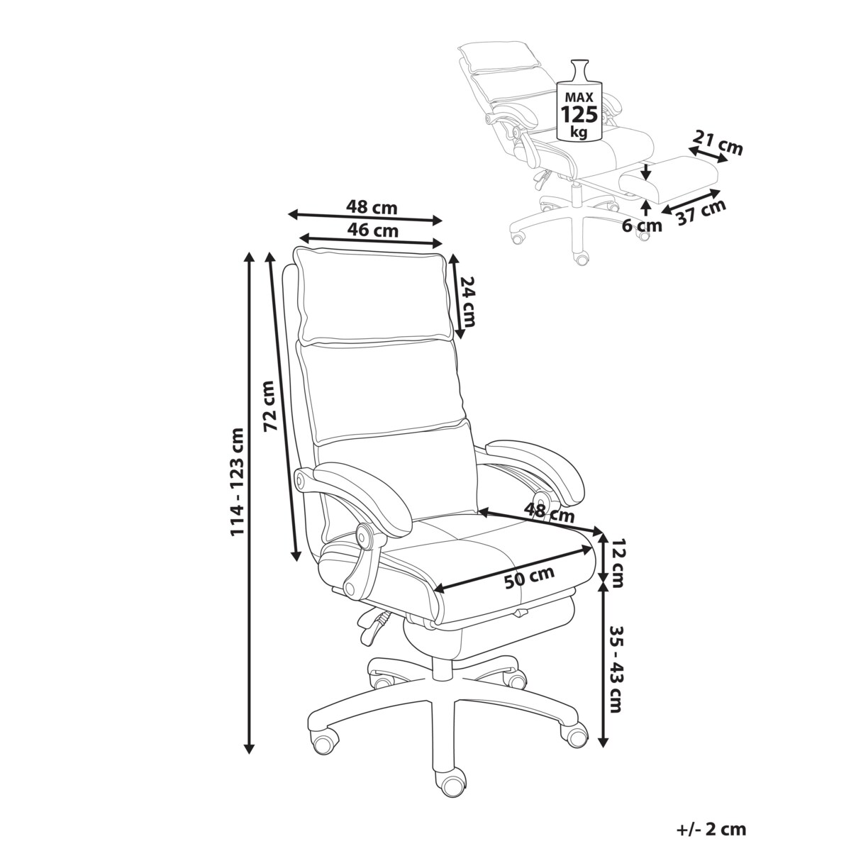 Fotel biurowy Z wysuwanym podnóżkiem EATON Szenil Szary
