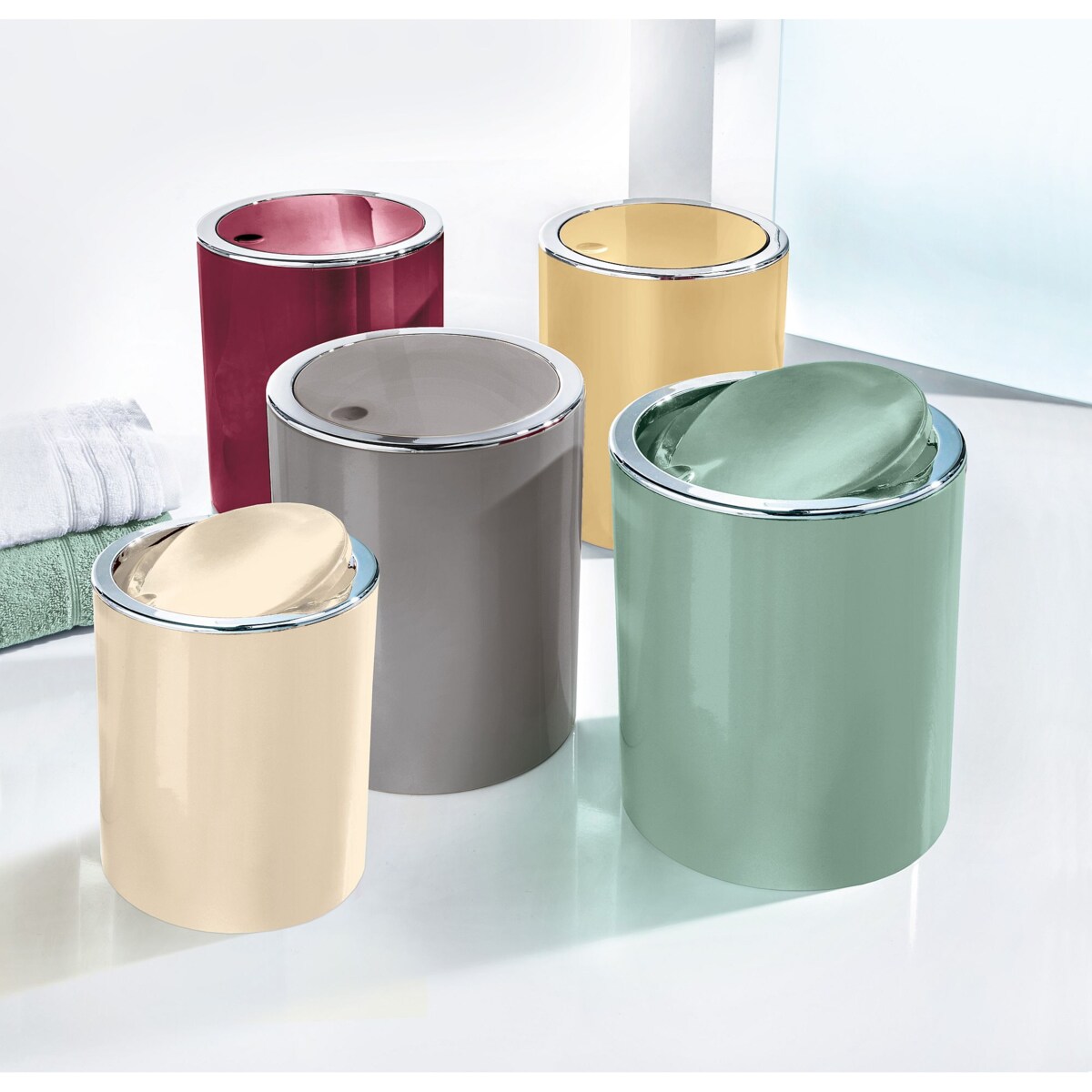 Kleine Wolke Clap Kosz łazienkowy zielony 5 litrów srebrny rant