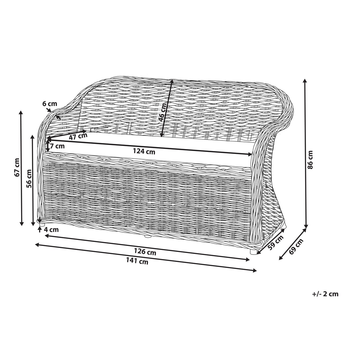 Ławka ogrodowa z poduchą SUSUA 141 cm Rattan Naturalny