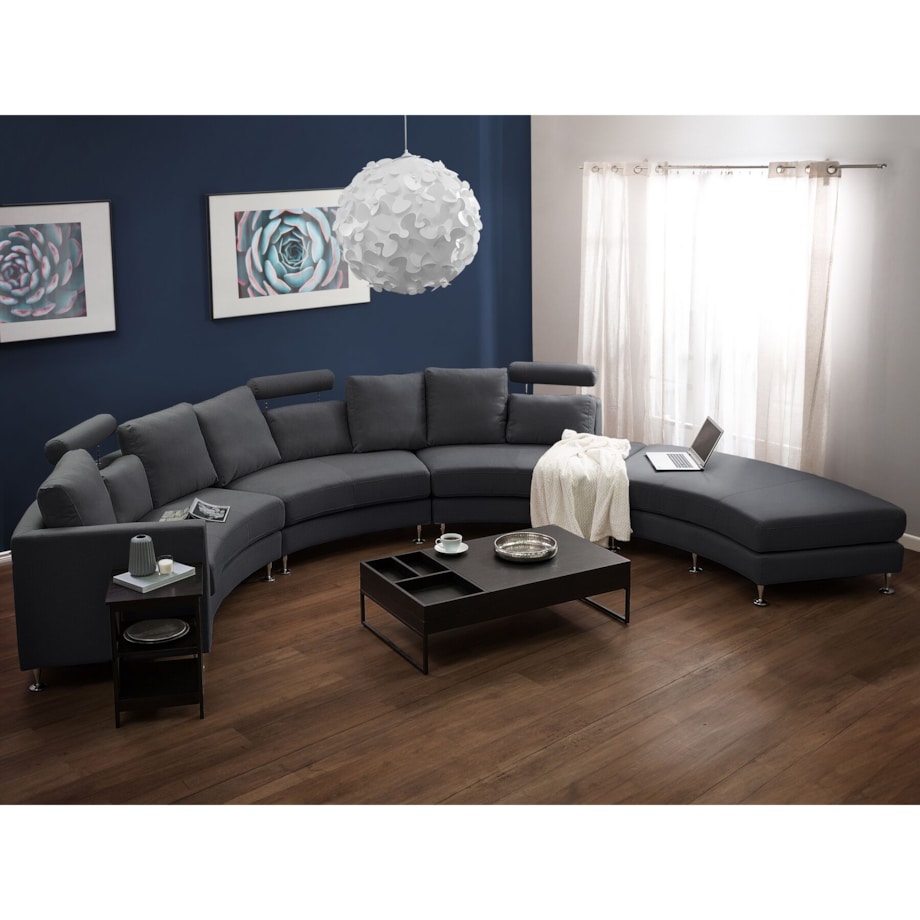 Sofa półokrągła 7-osobowa modułowa szara ROTUNDE
