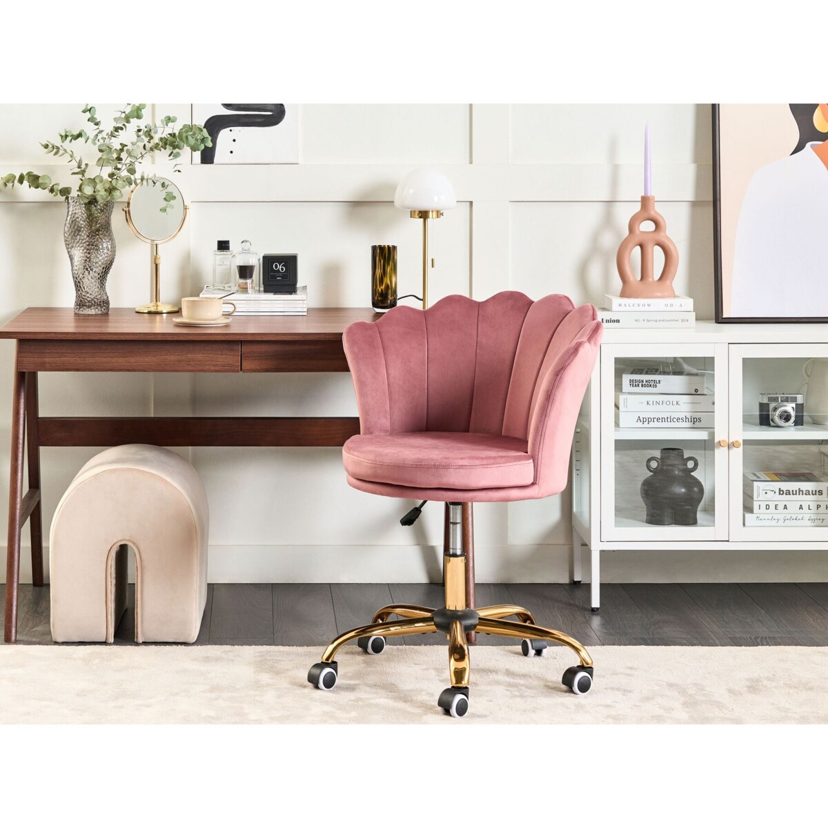 Krzesło biurowe regulowane welurowe różowe MONTICELLO II