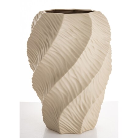 Wazon porcelanowy 30,5x21x21 cm TWISTER beżowy