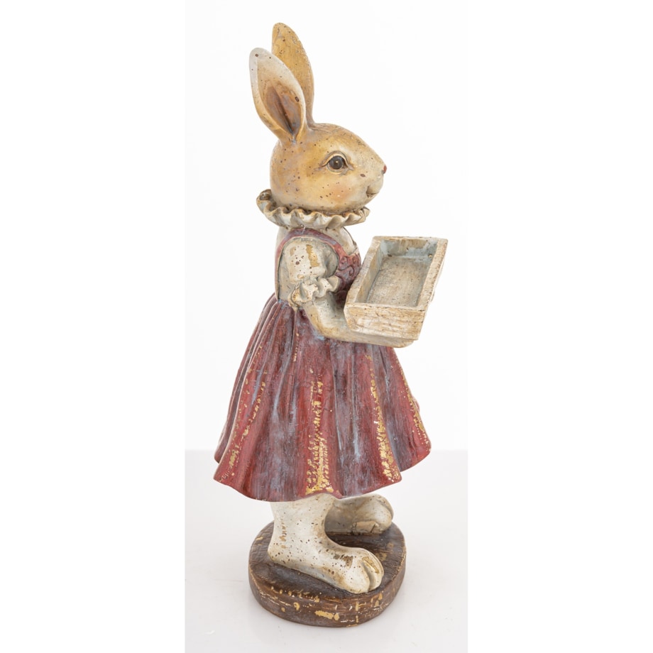 Figurka - króliczka 20x10x8cm AMELIA ze skrzynką na kwiaty