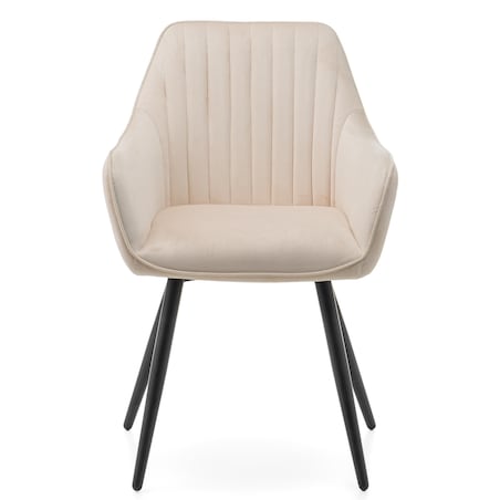 Krzesło tapicerowane pikowane welurowe do salonu jadalni nowoczesne PASSO beżowe