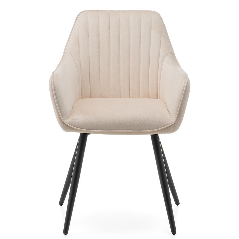 Krzesło tapicerowane pikowane welurowe do salonu jadalni nowoczesne PASSO beżowe