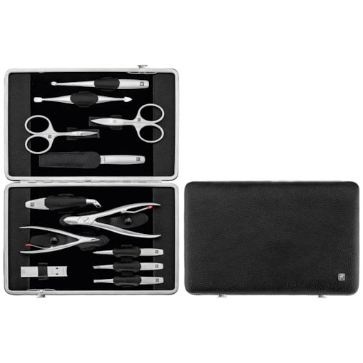Zestaw do manicure Zwilling Twinox – czarne, skórzane etui, 12 elementów - Czarny
