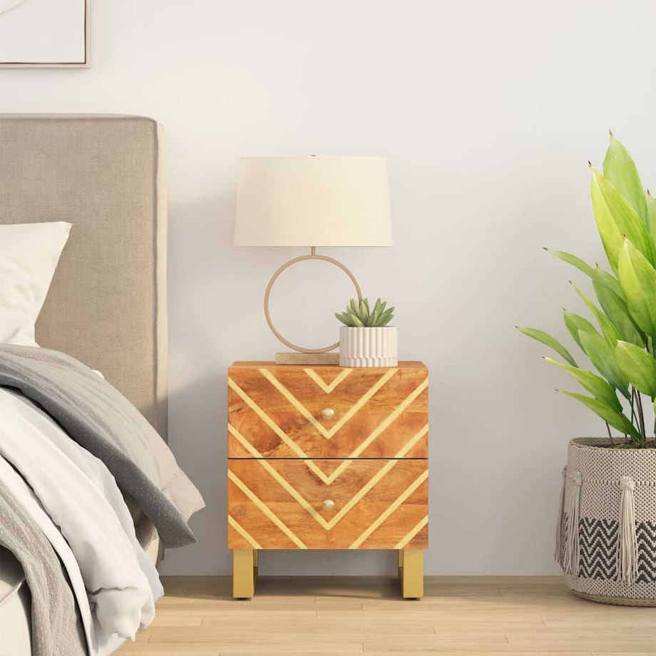 vidaXL Szafka nocna, brązowo-czarna, lite drewno mango