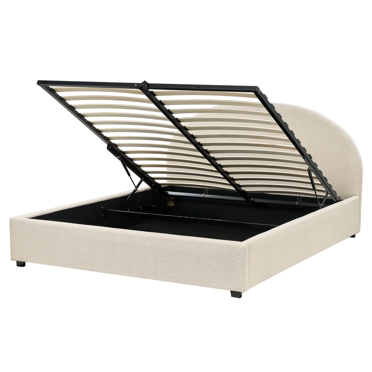 Łóżko z pojemnikiem tapicerowane 160 x 200 cm beżowe VAUCLUSE