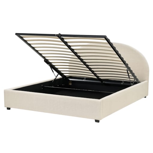 Łóżko z pojemnikiem tapicerowane 160 x 200 cm beżowe VAUCLUSE