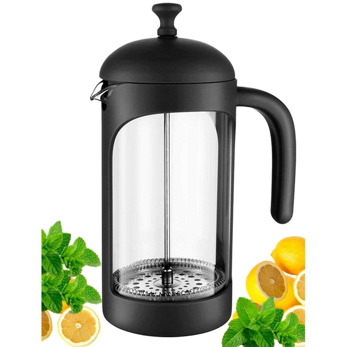 DZBANEK SZKLANY Z ZAPARZACZEM sitko na zioła herbatę TŁOK ręczny 600 ml