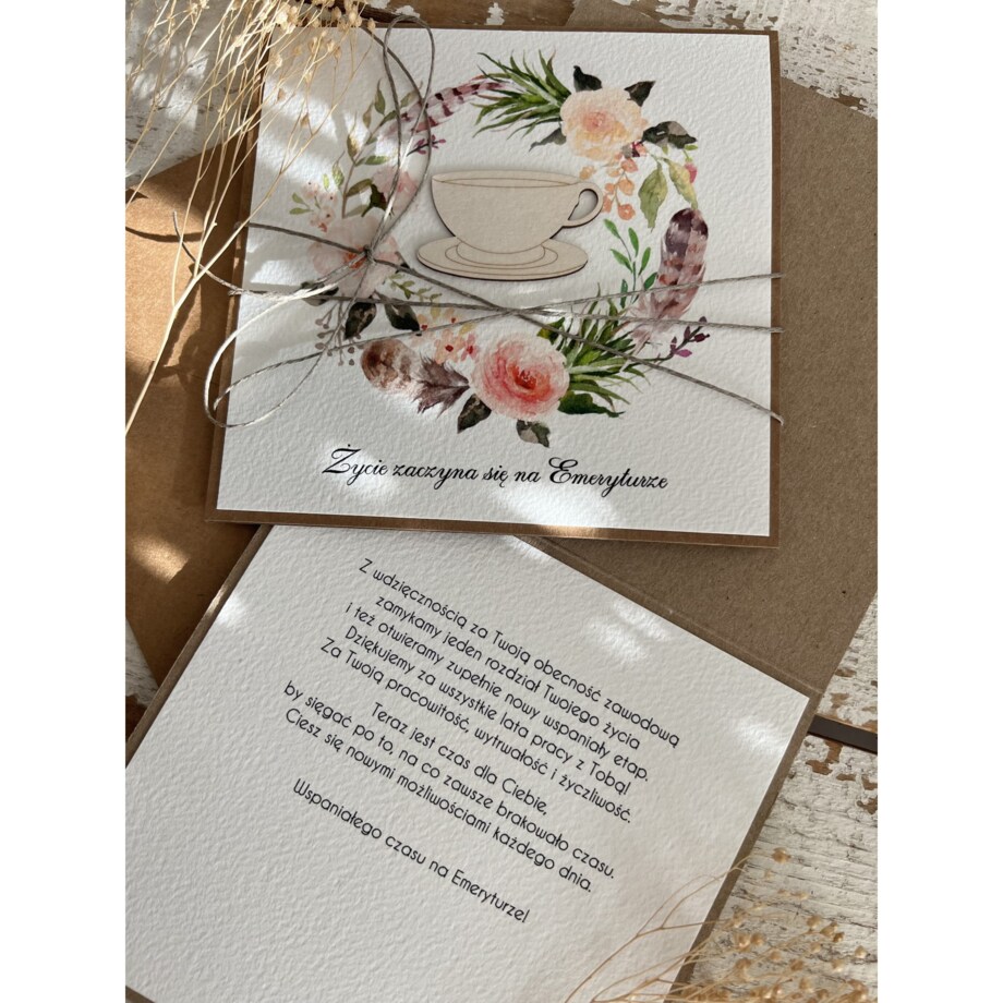 Podziękowanie za współpracę - Kartka ręcznie robiona z okazji przejścia na emeryturę - gratulacje emerytura życzenia