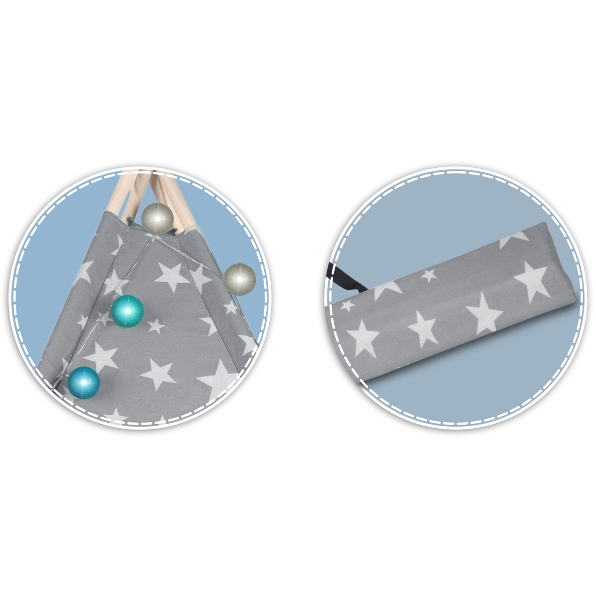 Tipi namiot wigwam dla dzieci teepee poduszki lampki pokrowiec Nukido