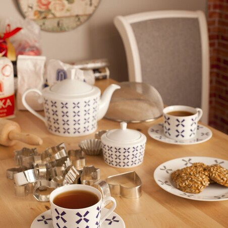 Zestaw filiżanek ze spodkami dla 6 osób 12 el. Folk Fusion Holandia G832