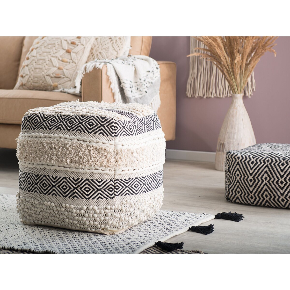 Puf 50 x 50 x 50 cm kremowy KANAM