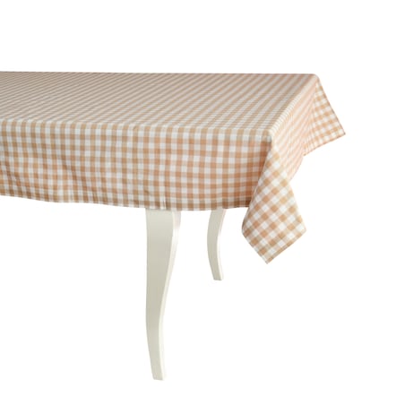 Obrus Beige Gingham - 130 cm x 300 cm - idealny dla 8 osób