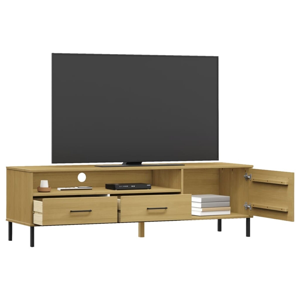 vidaXL Szafka pod TV OSLO, metalowe nóżki, brązowa, sosnowa
