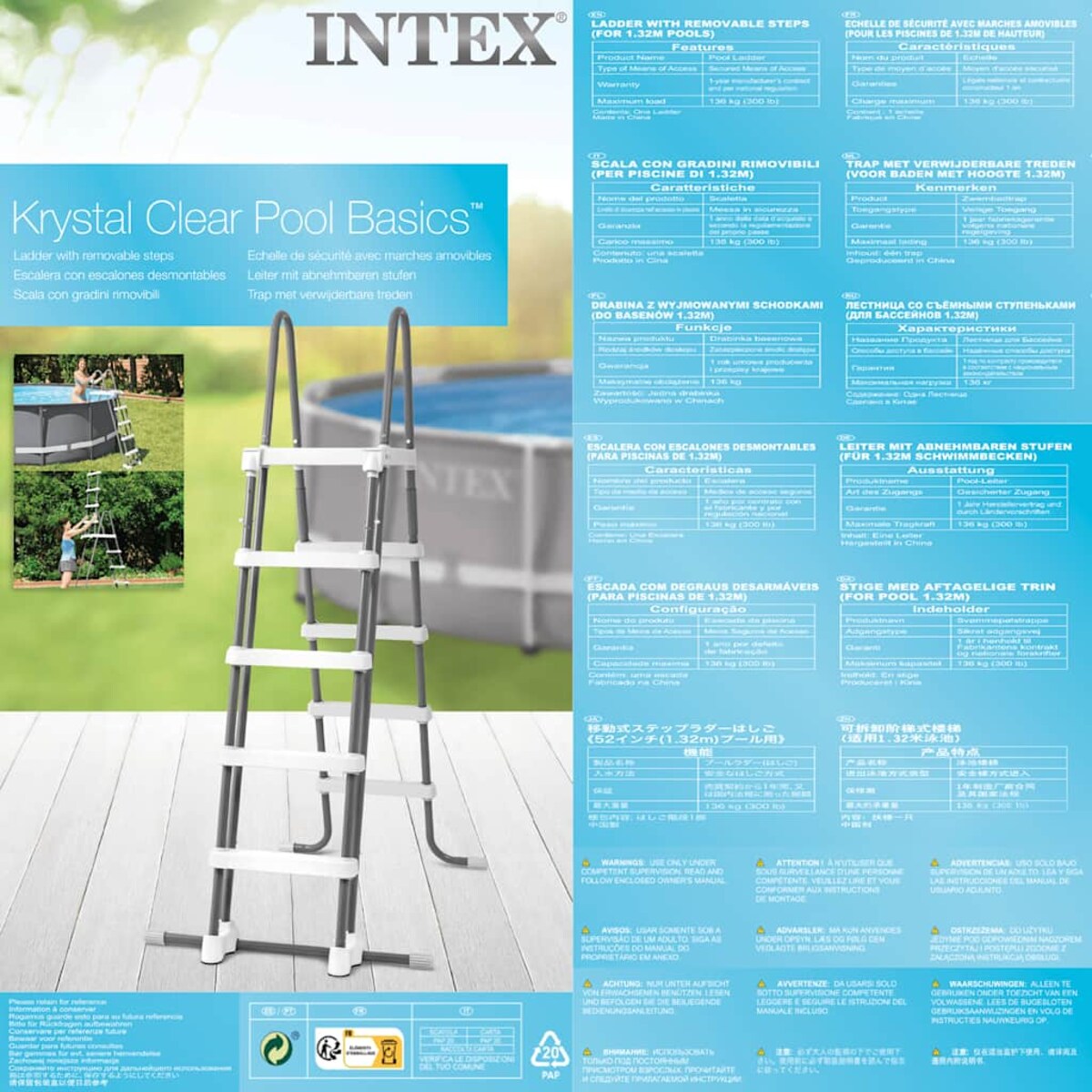 Intex 5-stopniowa drabinka basenowa, 132 cm