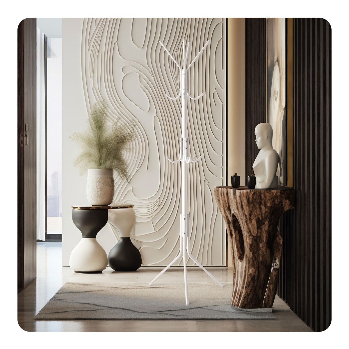 Wieszak na ubrania stojący podłogowy biały stojak Massido