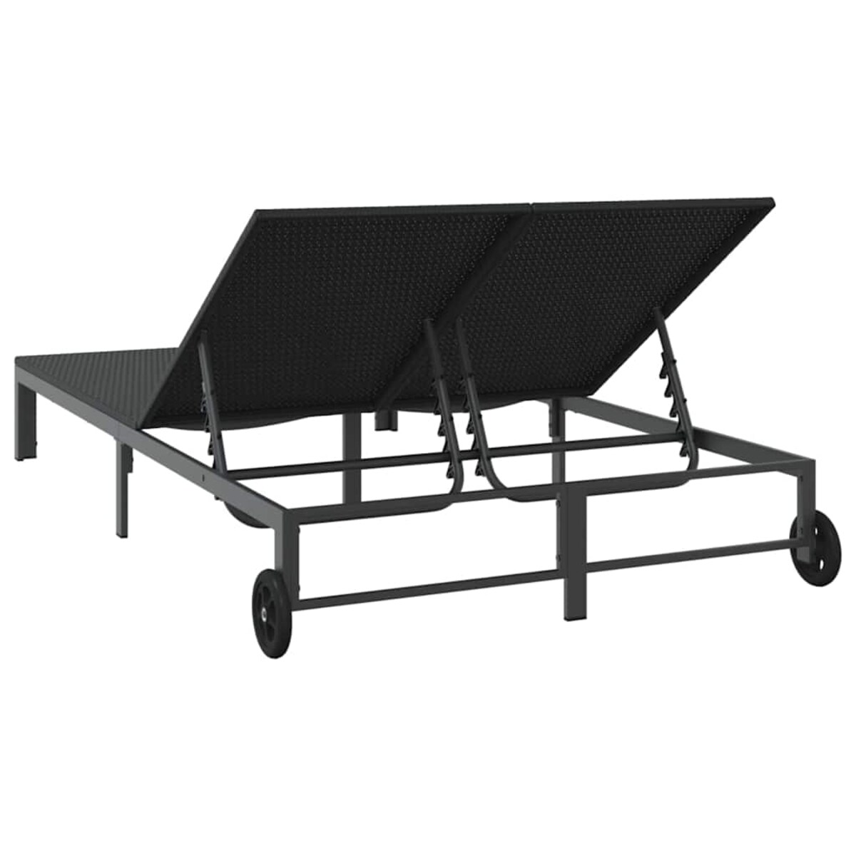 vidaXL Leżak 2-osoba Czarny 60 x 200 x 27cm polirattan